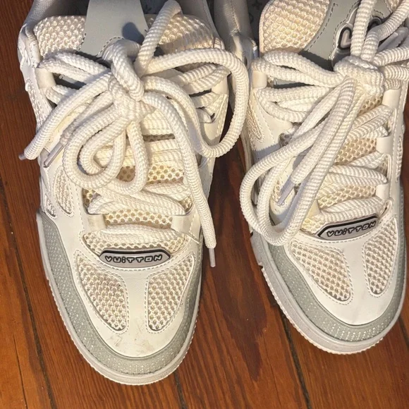 Louis Vuitton White and Gray Men's Sneakers - Picture 6 of 9
